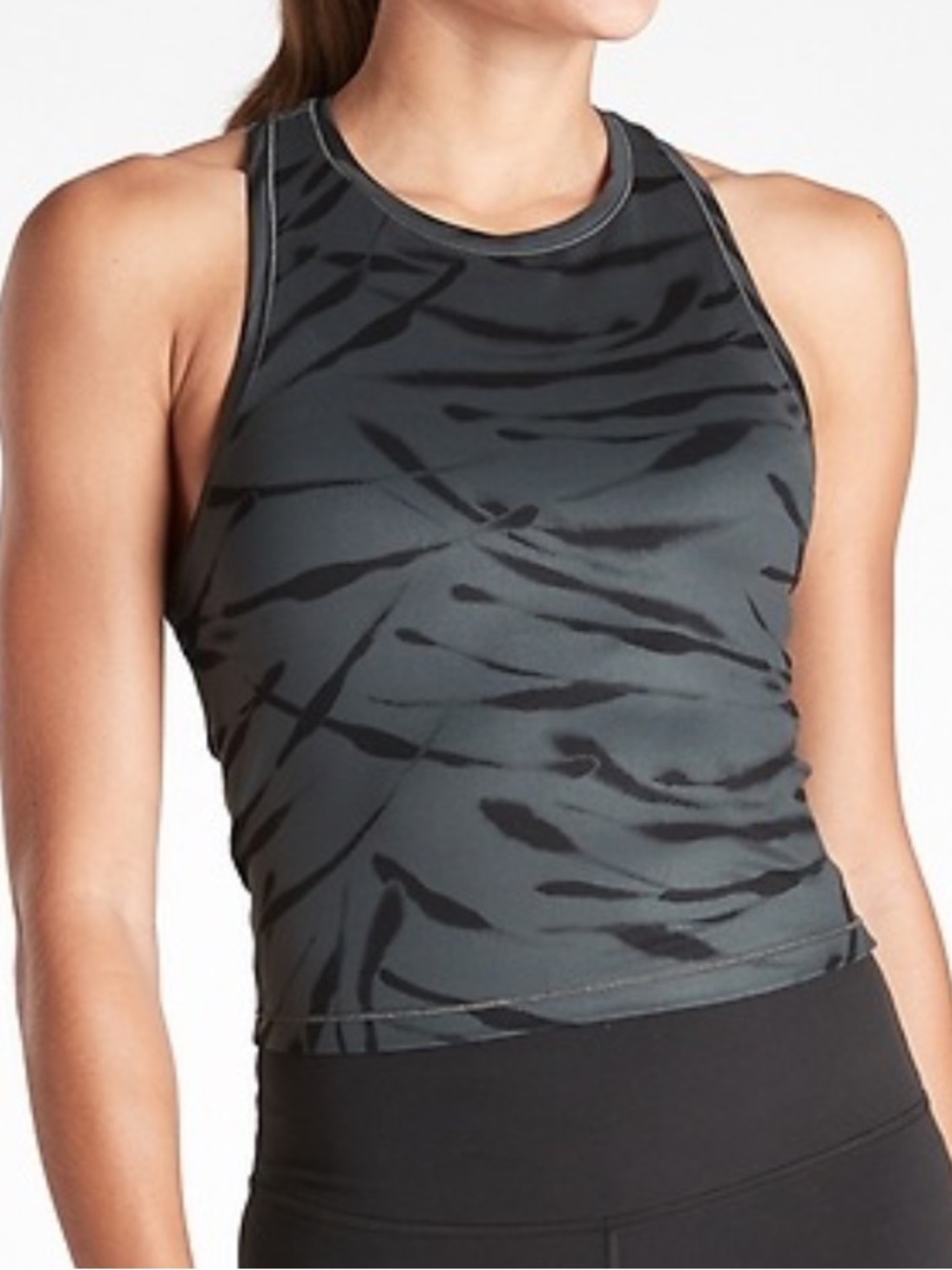 Athleta Women Black Patterned Racerback Tank